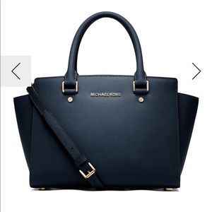 Michael Kors Medium Zip Satchel Navy Color